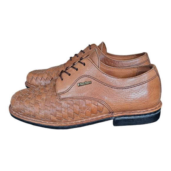Fluchos tan leather mens shoes dress shoes lace up Made in Spain Size 40 - Picture 6 of 15